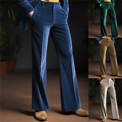 Men's Velvet Diagonal Pocket Comfortable Business Daily Holiday Fashion Flared Suit Pants